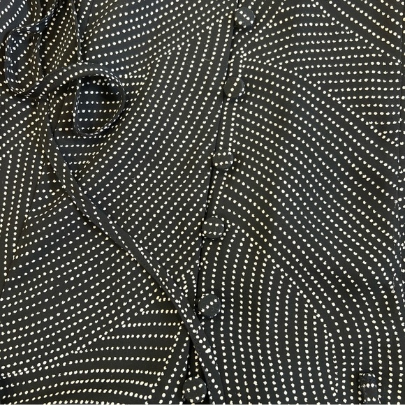 Madewell Tie Waist Midi Dress Black Dot Small Fit Flare Button Front Academia - Picture 3 of 10